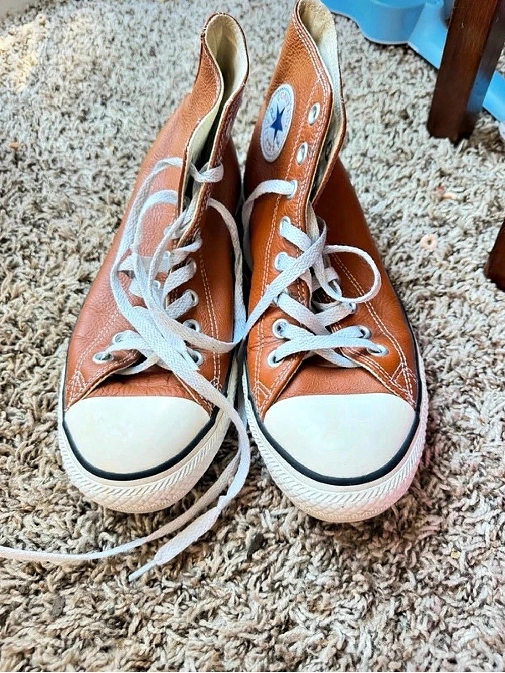 Converse Chuck Taylor Leather High Tops Men’s 8 Women’s 10 Cognac Brown